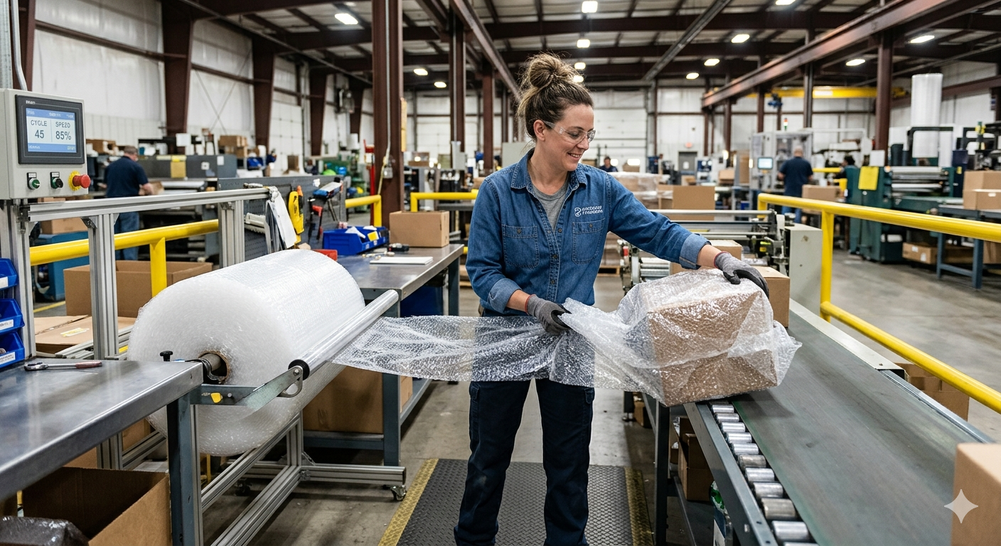 Rolls of large bubble cushion wrap